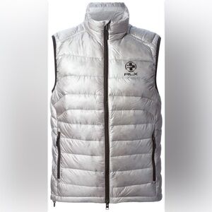 RLX Ralph Lauren Padded Gilet Quilted Down Feather Vest in Silver Gray Small